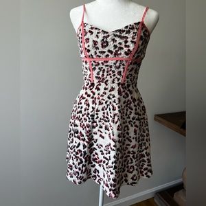 Parker -100% silk,  Ivory,Coral and black leopard print